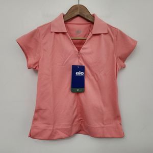 NWT REPREVE Women's Pink Collared Polo Shirt Short Sleeve Size S